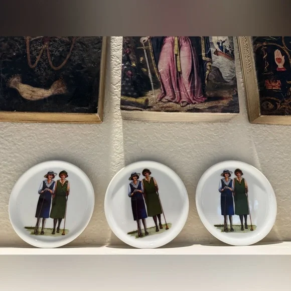 Vintage Ceramic Woman’s Golf Theme Coasters - Picture 1 of 7